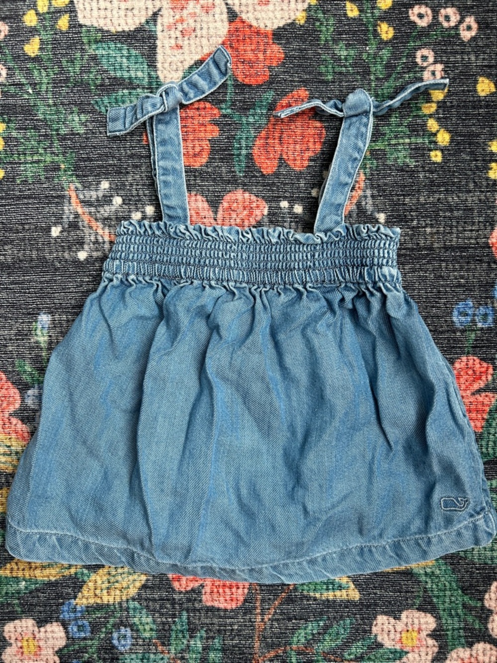 Vineyard Vines Denim Smocked Tie Tank Top, Size 3T